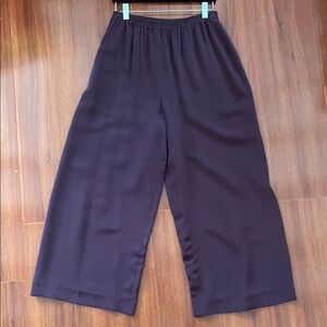 Eskandar Burgundy 100% silk Wide-Leg Pants Size 1 M Medium